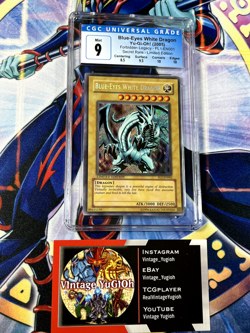 Yugioh Blue-Eyes White Dragon FL1-EN001 CGC 9 Secret Two 10 Subgrades PSA CLEAN - Image 1