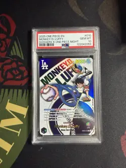 One Piece Monkey D. Luffy Dodgers x One Piece Night #010 PSA 10 2025 OP - Image 1