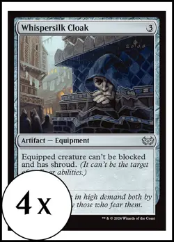 MTG - 4 x Whispersilk Cloak - Duskmourn Commander - Playset 4x x4 - Image 1