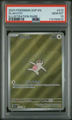 2024 POKEMON SSP EN-SURGING SPARKS ILLUSTRATION RARE #212 SLAKOTH PSA 10 - Image 1