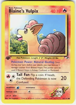 Blaine's Vulpix 65/132 Common Gym Heroes Pokemon 1st Edition LP - Image 1