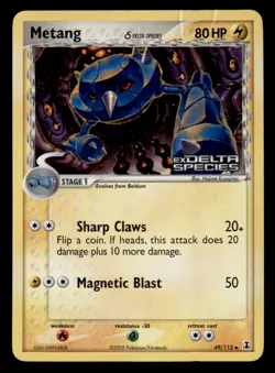 Metang 49/113 Uncommon Delta Species Pokemon Reverse Holo Heavily Played - Image 1