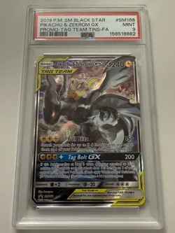 2019 POKEMON SM BLACK STAR PROMO #SM168 FULL ART/PIKACHU & ZEKROM GX PSA 9 - Image 1