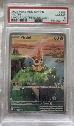 2025 POKEMON VICTINI UNOVA VICTINI ILLUS COLL BLACK STAR PROMO #208 PSA 8 - Image 1