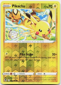 Pikachu 049/195 Common Silver Tempest Pokemon Reverse Holo Near Mint - Image 1