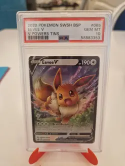 Eevee V PSA 10 Pokemon SWSH 065 Power Tins Black Star Promo - Image 1