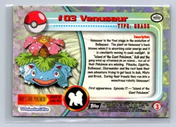 1999 Topps Pokemon TV Animation Foil Venusaur #3 - Image 2