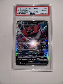 2019 Incineroar GX 97/181 Ultra Rare Pokemon Team Up Sun & Moon (PSA 10) - Image 1
