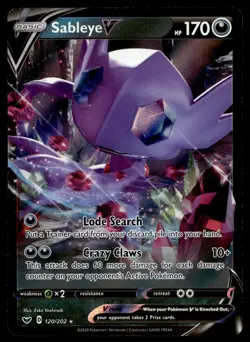 Sableye V 120/202 Holo V Rare Sword & Shield Pokemon NM - Image 1
