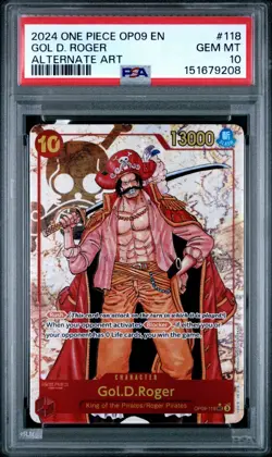 One Piece Gol D Roger Emperors in the World Alternate Art OP09-118 PSA 10 Gem - Image 1