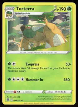 Torterra 008/172 Holo Rare Brilliant Stars Pokemon Holo Lightly Played - Image 1