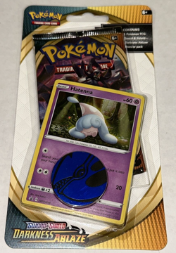 Pokemon Sword Shield Darkness Ablaze Booster Pack + Coin Hatenna SWSH039 Sealed - Image 1