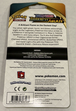Pokemon Sword Shield Darkness Ablaze Booster Pack + Coin Hatenna SWSH039 Sealed - Image 2