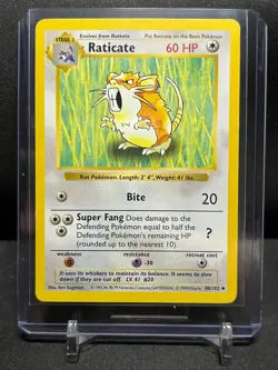 Raticate 40/102 Pokemon 1999 Shadowless Base Set LP - Image 1