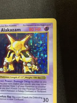 1999 Pokemon Base Set 1st Edition Shadowless Alakazam Holo Rare 1/102 WOTC - Image 2