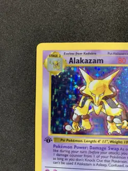 1999 Pokemon Base Set 1st Edition Shadowless Alakazam Holo Rare 1/102 WOTC - Image 5
