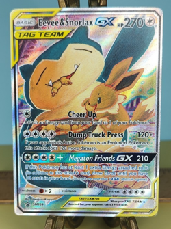 Eevee & Snorlax GX SM169 TAG TEAM GX Promo Holo English Pokemon TCG 270 HP - Image 1
