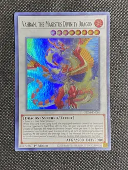 YuGiOh! - Vahram, The Magistus Divinity Dragon GEIM-EN006 Super Rare 1st Ed NM - Image 1