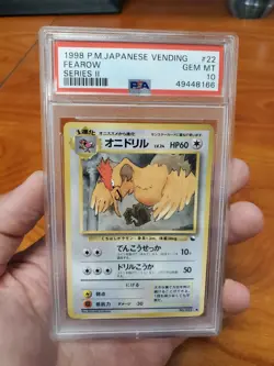 1998 PSA 10 Gem Mint Japanese Pokemon Vending Series 3 Fearow Non Holo Glossy - Image 1