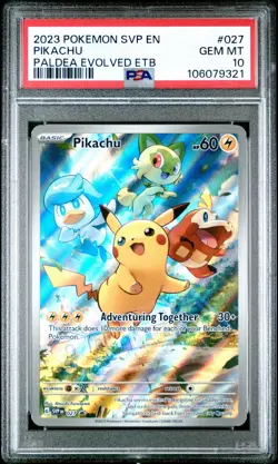 2023 POKEMON SVP PALDEA EVOLVED ETB PROMO #027 PIKACHU PSA 10 - Image 1