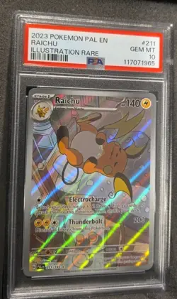 POKEMON RAICHU ILLUSTRATION RARE 211 PALDEA EVOLVED #211 GRADED PSA 10 GEM MINT - Image 2