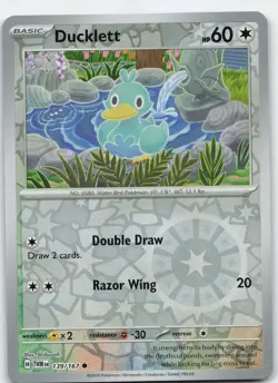 Ducklett 139/167 Common Reverse Holo SV06: Twilight Masquerade NM Pokemon - Image 1
