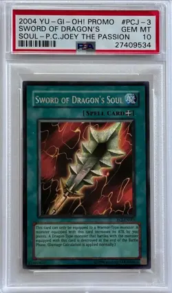 Yu-Gi-Oh! PSA 10 GEM-MT 'Sword of Dragon's Soul' PCJ-EN003 PRISMATIC SECRET RARE - Image 1