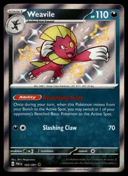 POKEMON WEAVILE PALDEAN FATES 183/091 SHINY RARE NM/M - Image 1
