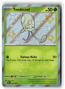 Toedscool 105/091 Shiny Rare Paldean Fates Pokemon NM b3 - Image 1