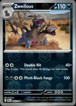 Zweilous (Poke Ball Pattern) 066/086 Holo Common White Flare Pokemon Near Mint - Image 1