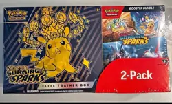 Pokemon surging sparks 2 pack costco etb and booster bundle new sealed - Image 1