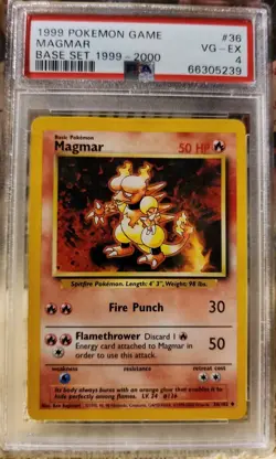 POKEMAN BASIC GAME BASE SET #36 1999 Pokemon MAGMAR PSA 4 VG-EX - Image 1