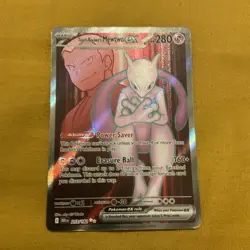 Pokemon TCG Destined Rivals Team Rocket's Mewtwo EX Full Art Card 213/182 - Image 1