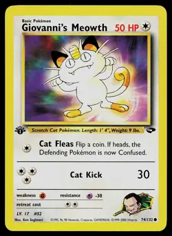 Pokemon Card - Giovanni's Meowth Gym Challenge 74/132 1st Edition Common - Image 1