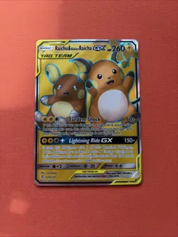 2019 Pokemon Raichu Alolan Raichu GX Full Art Tag Team 220/236 - Image 1