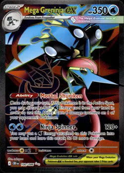 MEGA GRENINJA EX 100/086 ULTRA RARE ME04: CHAOS RISING POKEMON HOLO NM - Image 1