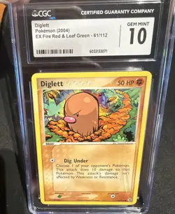 Custom Listing Diglett CGC 10 Gem Mint 61/112 EX Fire Red Leaf Green 2004 - Image 1