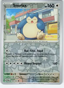 Snorlax 136/167 Uncommon Reverse Holo SV06: Twilight Masquerade NM Pokemon - Image 1