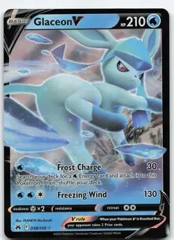Glaceon V 038/159 Ultra Rare Holo Crown Zenith NM Pokemon - Image 1
