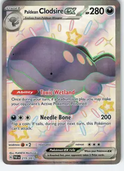 Paldean Clodsire ex - 219/091 Shiny Ultra Rare Holo SV: Paldean Fates NM Pokemon - Image 1