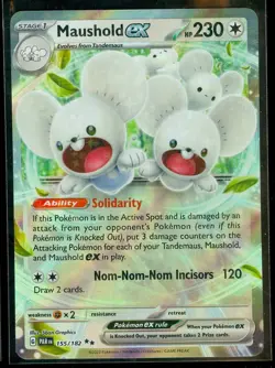 Pokemon MAUSHOLD EX 155/182 Paradox Rift - ULTRA RARE HOLO - - MINT - Image 1