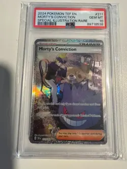 2024 POKEMON TEF EN-TEMPORAL FORCES #211 MORTY'S CONVICTION PSA 10 - Image 1