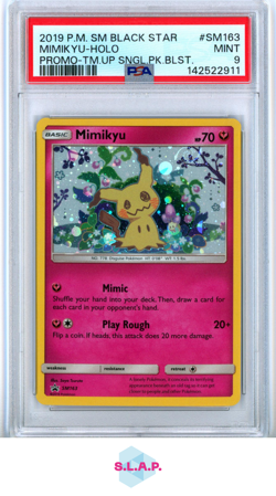 MIMIKYU-HOLO POKEMON PRM-TM.UP SNGL.PK.BLST. SM BLACK STR PRM 2019 SM163 PSA 9 - Image 1