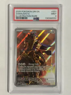 2025 POKEMON DRI EN-DESTINED RIVALS ILLUSTRATION RARE #201 ZAMAZENTA PSA 9 Mint - Image 1