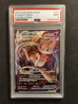 Pokemon Mew VMAX 114/264 Fusion Strike Ultra Rare Holo PSA 9 2021 - Image 1