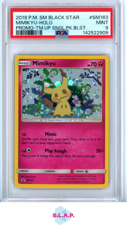 MIMIKYU-HOLO POKEMON PRM-TM.UP SNGL.PK.BLST. SM BLACK STR PRM 2019 SM163 PSA 9 - Image 1