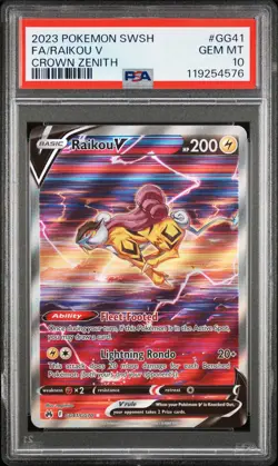 2023 POKEMON SWORD & SHIELD CROWN ZENITH #GG41 FULL ART/RAIKOU V PSA 10 - Image 1