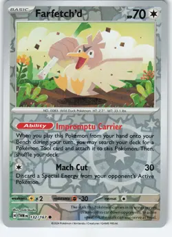 Farfetch'd 132/167 Common Reverse Holo SV06: Twilight Masquerade NM Pokemon - Image 1