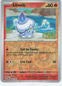 Litwick 036/167 Common Reverse Holo SV06: Twilight Masquerade NM Pokemon - Image 1