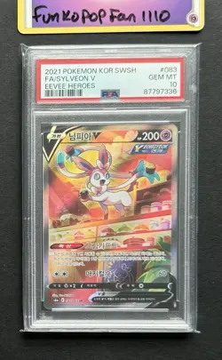 PSA 10 Gem Mint Sylveon V 083 Full Art Korean Eevee Heroes Pokemon Card - Image 1